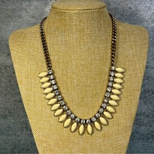 J. Crew cream stone statement necklace with clear rhinestones gold tone hardware